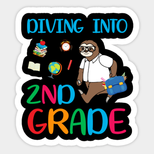 Diving Into 2nd Grade Dabbing Sloth Back To School Sticker